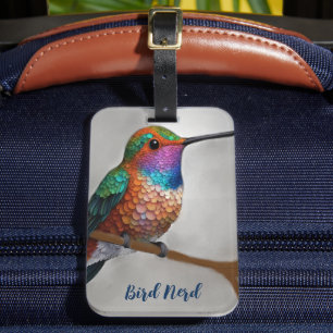 Vibrant Allen’s Hummingbird Painting Luggage Tag