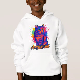 Vibrant American Curl Cat Pop Art Illustration