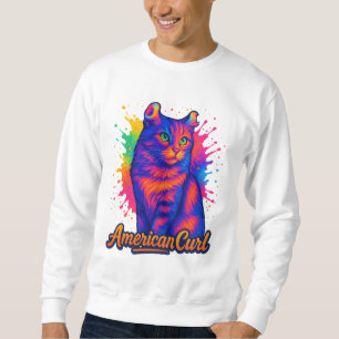 Vibrant American Curl Cat Pop Art Illustration Sweatshirt