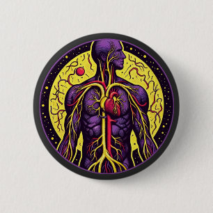 Vibrant Anatomical Heart 6 Cm Round Badge
