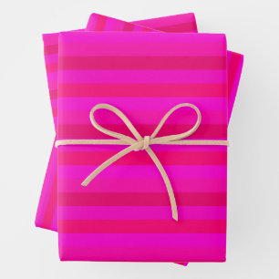 Vibrant and Bold Stripes in Hot Pink and Red Hues  Wrapping Paper Sheet