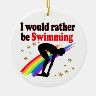 VIBRANT AND COLOR I WOULD RATHER BE SWIMMING CERAMIC TREE DECORATION
