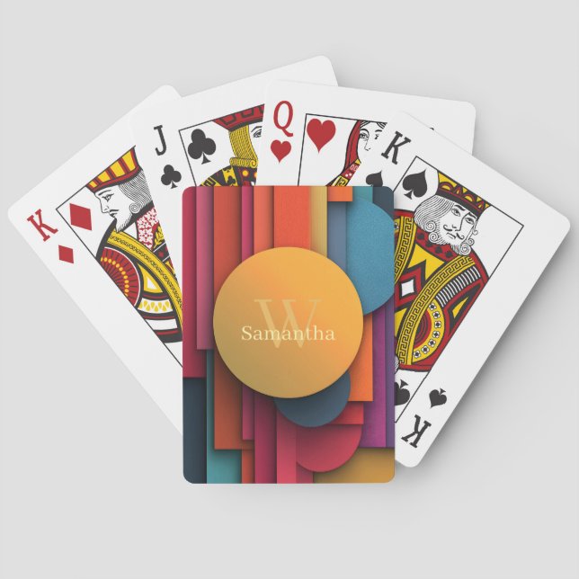 Vibrant and Colorful Abstract Geometric Shapes Playing Cards (Back)