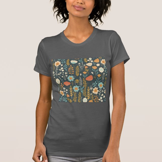 Vibrant and Colourful Flowers T-Shirt (Front)