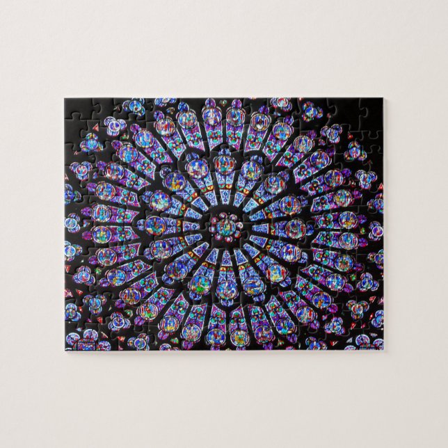 Vibrant and Colourful Notre Dame Stained Glass Jigsaw Puzzle (Horizontal)