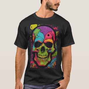 Vibrant and Edgy Psychedelic Skull  T-Shirt