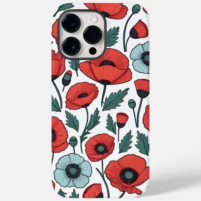Vibrant and red Poppy Flowers Illustration Pattern Case-Mate iPhone Case (Back)