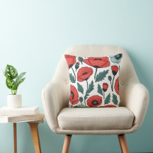 Vibrant and red Poppy Flowers Illustration Pattern