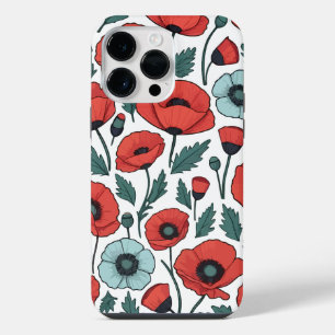 Vibrant and red Poppy Flowers Illustration Pattern iPhone 14 Pro Max Case