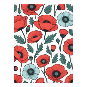 Vibrant and red Poppy Flowers Illustration Pattern Photo Print