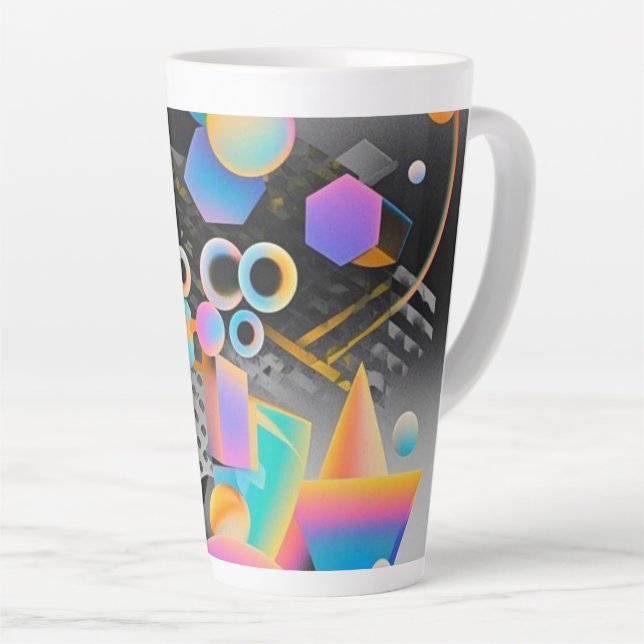 Vibrant and whimsical abstract artwork geometric  latte mug (Right Angle)