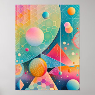 Vibrant and whimsical abstract artwork geometric  poster