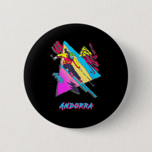 Vibrant Andorra Skiing Adventure Graphic  6 Cm Round Badge