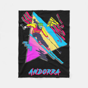 Vibrant Andorra Skiing Adventure Graphic  Fleece Blanket