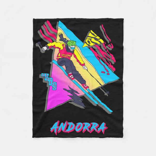 Vibrant Andorra Skiing Adventure Graphic  Fleece Blanket (Front)