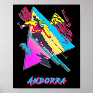 Vibrant Andorra Skiing Adventure Graphic Poster