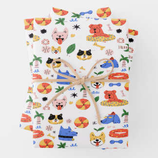 Vibrant Animal Pattern Designs Wrapping Paper Sheet