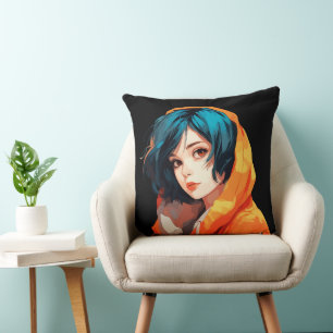 Vibrant Anime Beauty Cushion