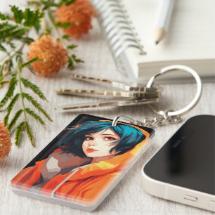 Vibrant Anime Beauty Key Ring