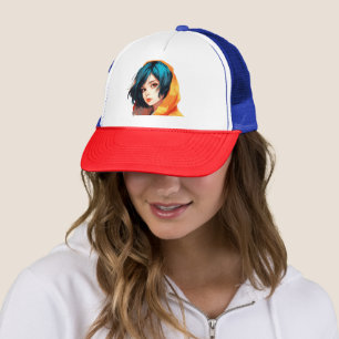 Vibrant Anime Beauty Trucker Hat