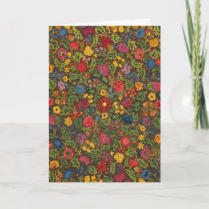 Vibrant Antique Botanical Garden Pattern Holiday Card