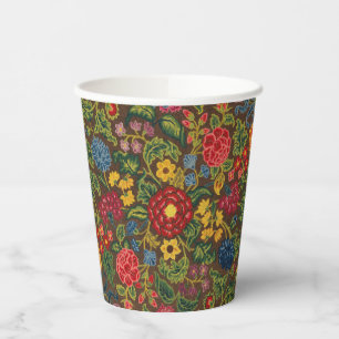 Vibrant Antique Botanical Garden Pattern Paper Cups