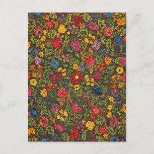 Vibrant Antique Botanical Garden Pattern Postcard