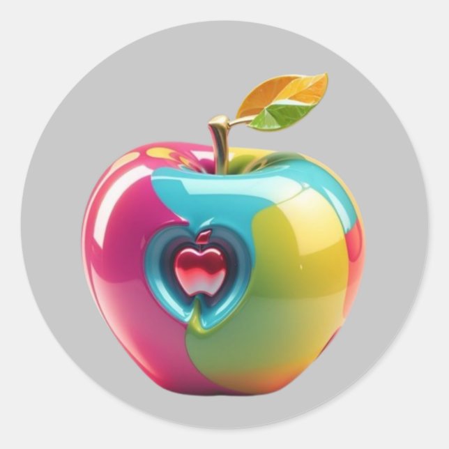 Vibrant Apple Art Classic Round Sticker (Front)