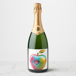 Vibrant Apple Art Sparkling Wine Label