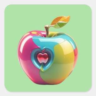 Vibrant Apple Art Square Sticker