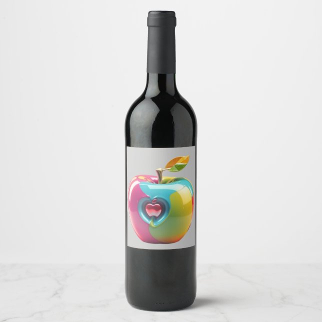 Vibrant Apple Art Wine Label (Front)