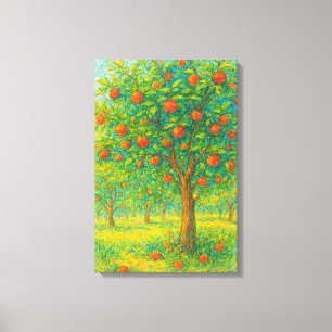 Vibrant Apple Orchard Drawing Canvas Print