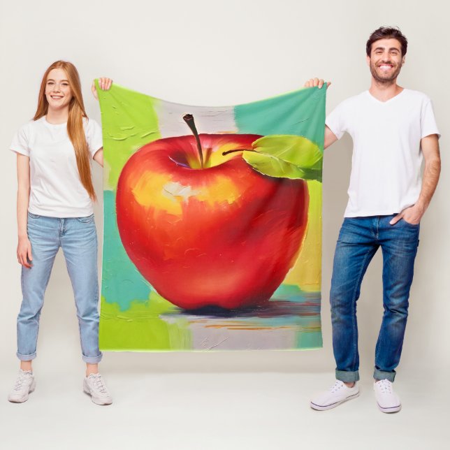 Vibrant Apple Still Life Fleece Blanket (In Situ)
