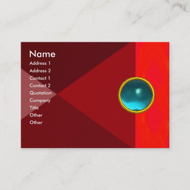 VIBRANT AQUA BLUE GEMSTONE Abstract Geometric Business Card (Front)