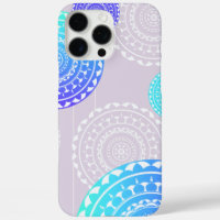 Vibrant Aqua Blue Random Mandala on Pink