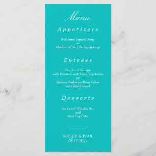 Vibrant Aqua Wedding Menu