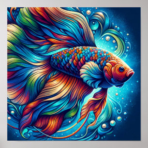 Vibrant Aquatic Elegance The Graceful Fish Poster