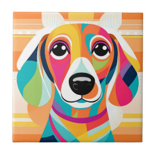 Vibrant Art Colorful dachshund Tile