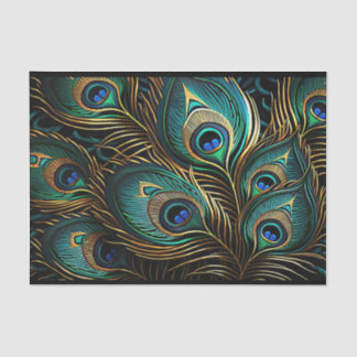 Vibrant Art Deco Peacock Feathers Tissue Paper