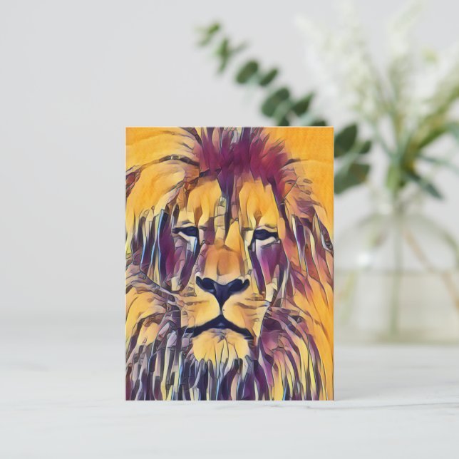 Vibrant Art Lion Postcard (Standing Front)