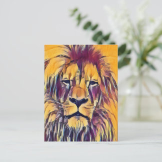 Vibrant Art Lion Postcard