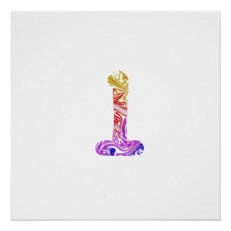 Vibrant Artistic Colourful Marbled Number 1 Poster