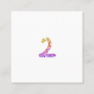 Vibrant Artistic Colourful Marbled Number 2 Square Business Card
