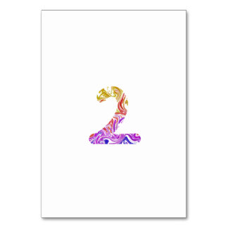 Vibrant Artistic Colourful Marbled Number 2 Table Number