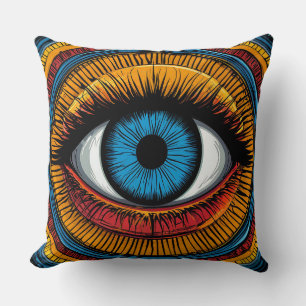 Vibrant Artistic evil Eye Design Cushion