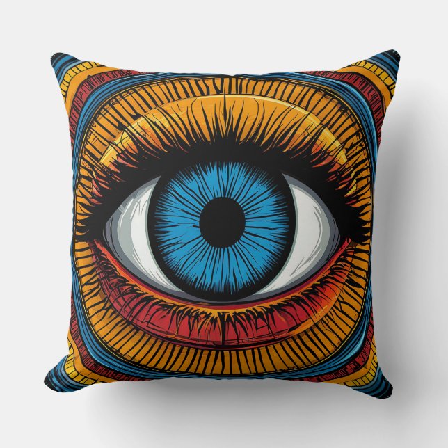 Vibrant Artistic evil Eye Design Cushion (Front)