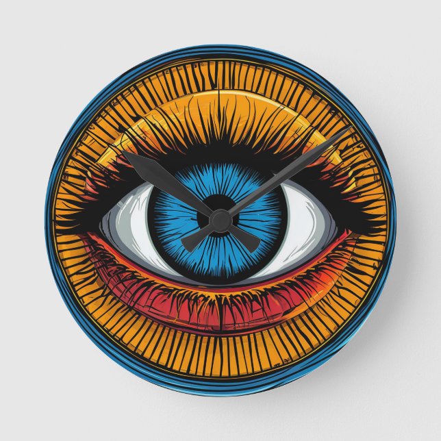 Vibrant Artistic evil Eye Design Round Clock (Front)