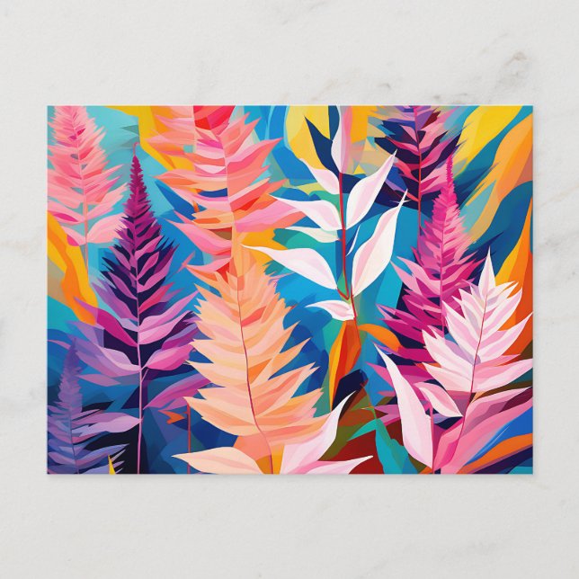 Vibrant Astilbe Floral Geometric Postcard (Front)
