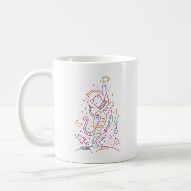 Vibrant Astro Cat Coffee Mug (Left)
