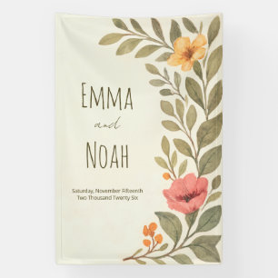 Vibrant Autumn Botanical Floral Wedding Banner